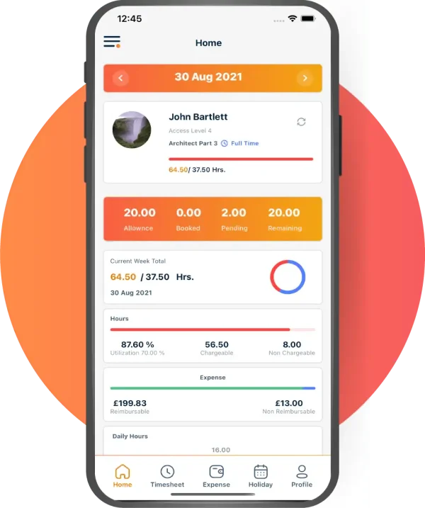 Quantim mobile app for iOS and Android timesheet and project tracking on the go